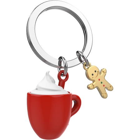 Брелок для ключей "Чашка молочного шоколада и имбирное печенье" детальная картинка 