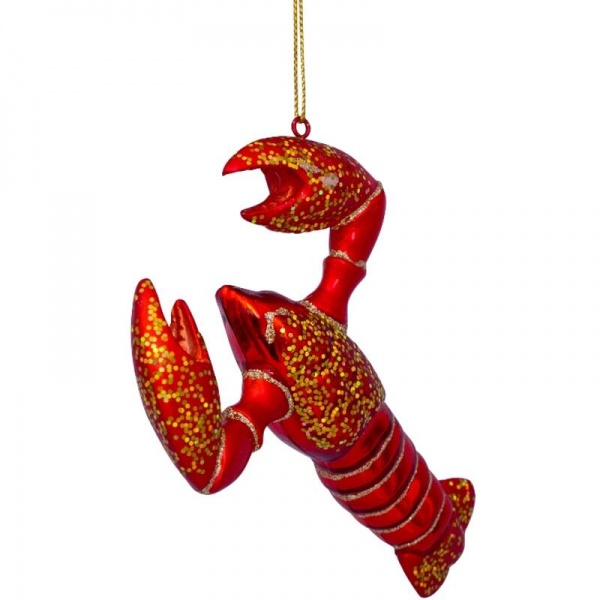 Фото Новогоднее украшение из стекла Vondels "Красный лобстер" 14см