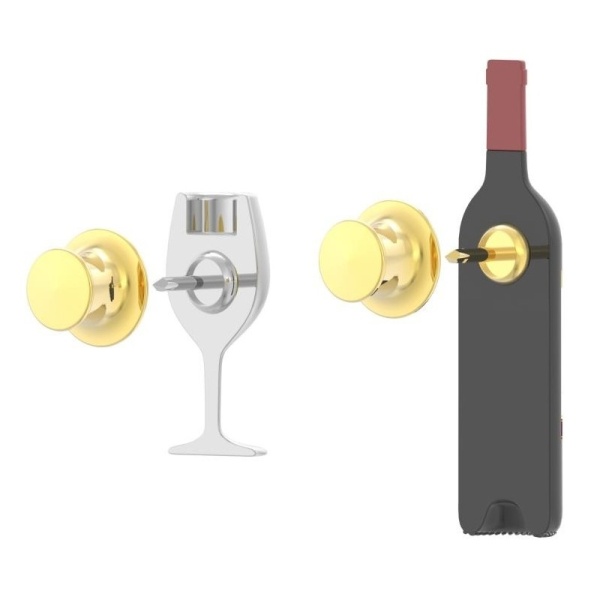Фото Набор брошей "Бутылка вина и бокал"