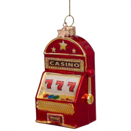 Новогоднее украшение из стекла Vondels "Красный игровой автомат" 10.5см детальная картинка 