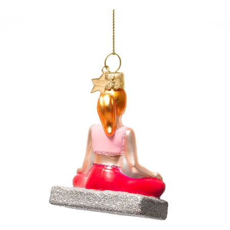 Новогоднее украшение из стекла Vondels "Йога сукхасана" 7см детальная картинка 