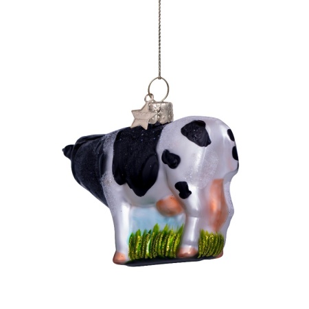 Новогоднее украшение из стекла Vondels "Корова" 7см - в подарочной коробке детальная картинка 