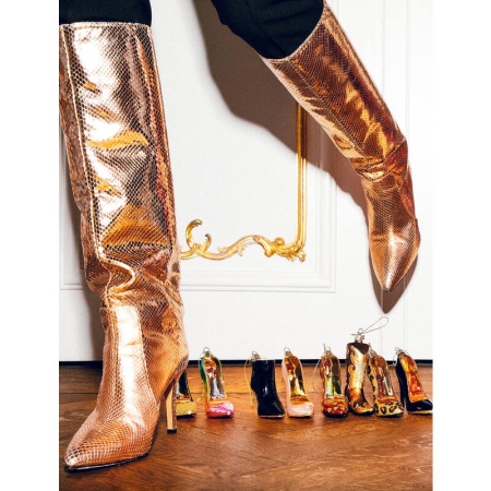 Новогоднее украшение из стекла Vondels "Леопардовый туфель" 9см детальная картинка 