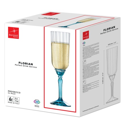 Набор бокалов для просекко FLORIAN LUCENT BLUE, 6шт детальная картинка 
