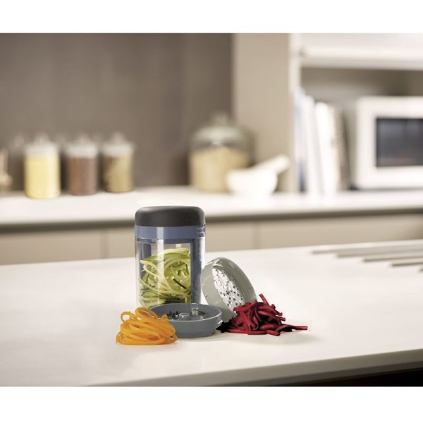 Фото Терка спиралайзер с тремя лезвиями и контейнером для хранения Spiro серая - 20158 Joseph Joseph
