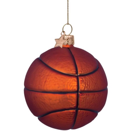 Новогоднее украшение из стекла Vondels "Баскетболный мяч" basketball 9см детальная картинка 