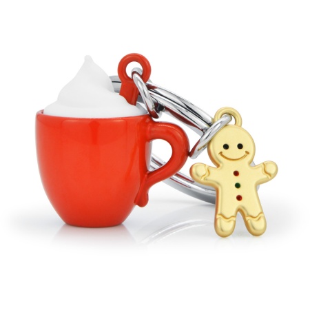 Брелок для ключей "Чашка молочного шоколада и имбирное печенье" детальная картинка 
