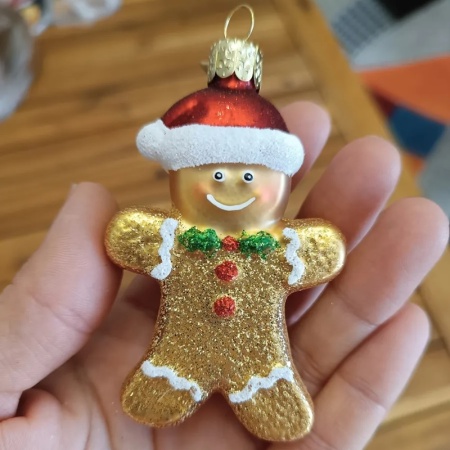 Новогоднее украшение из стекла Vondels "Имбирный пряничный человечек" 8.5см детальная картинка 