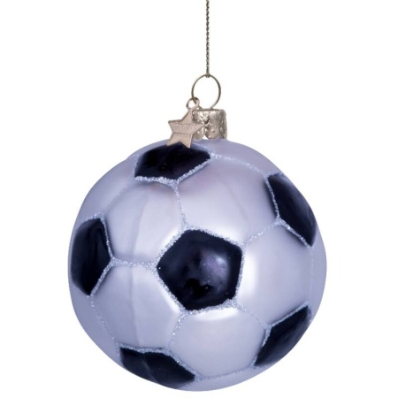 Новогоднее украшение из стекла Vondels "Футбольный мяч" 7см детальная картинка 