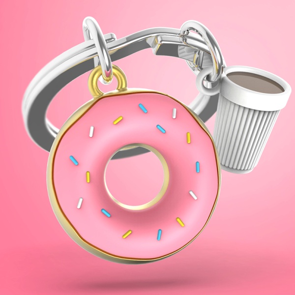Брелок для ключей "Пончик и стакан кофе" детальная картинка 