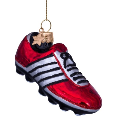 Новогоднее украшение из стекла Vondels "Футбольный кроссовок" 5см детальная картинка 