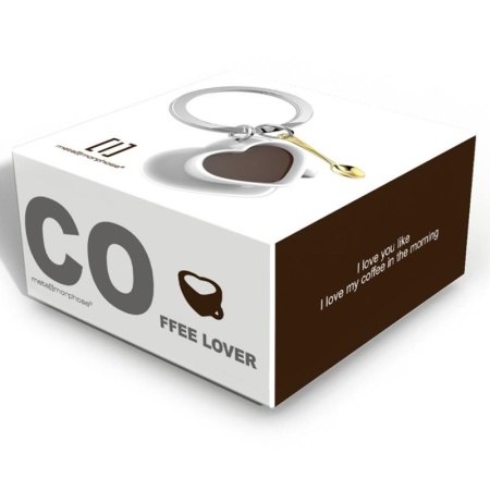 Брелок для ключей "Чашка кофе в виде сердца и кофейная ложка" детальная картинка 