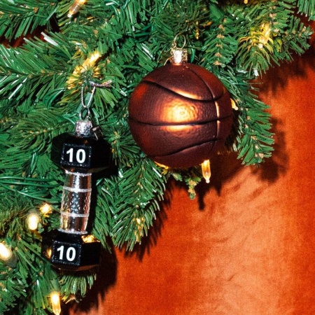 Новогоднее украшение из стекла Vondels "Баскетболный мяч" basketball 9см детальная картинка 