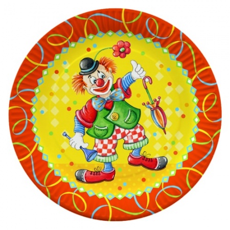 Тарелка КЛОУН 23см 10шт картон детальная картинка 