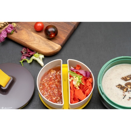 Ланч-бокс Meals 800мл светло-серый/зеленый детальная картинка 