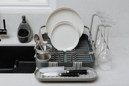 Сушилка для посуды Holster 42x34см серая детальная картинка 