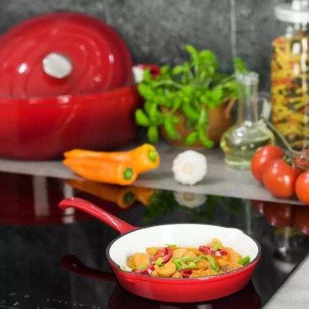 Сковорода чугунная эмалированная Ø20см красная детальная картинка 