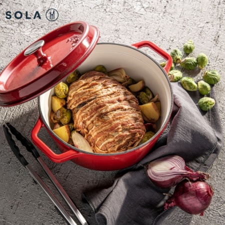 Кокот с крышкой Ø20см 2л оранжево-красный детальная картинка 