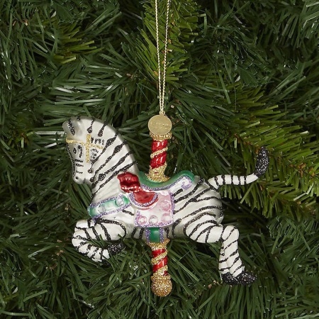 Новогоднее украшение из стекла Vondels "Карусель зебра" 10см детальная картинка 