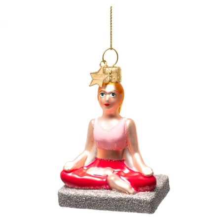 Новогоднее украшение из стекла Vondels "Йога сукхасана" 7см детальная картинка 