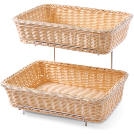 Корзинка для хлеба и булочек прямоугольная, 360x270x(h)90мм, комплект 2шт, со стеллажом детальная картинка 