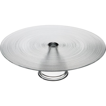 Блюдо стеклянное на ножке Ø33x(h)11см Circle прозрачное детальная картинка 