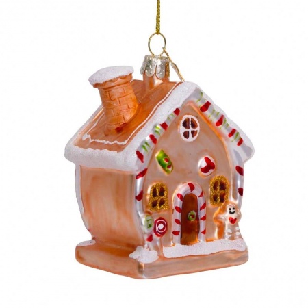 Новогоднее украшение из стекла Vondels "Пряничный домик" 9.5см детальная картинка 