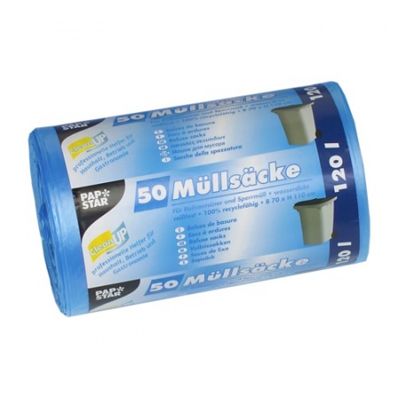 Мешок мусорный 120л 110x70см синий, 50шт детальная картинка 