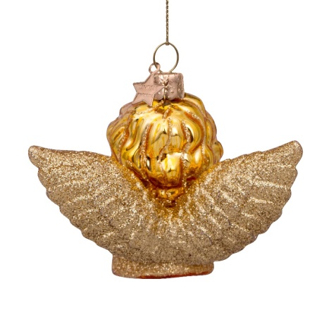 Новогоднее украшение из стекла Vondels "Золотой ангел" 7см детальная картинка 