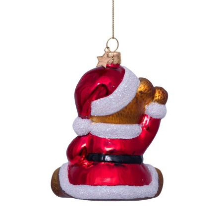 Новогоднее украшение из стекла Vondels "Мишка в новогоднем наряде" 9.5см детальная картинка 