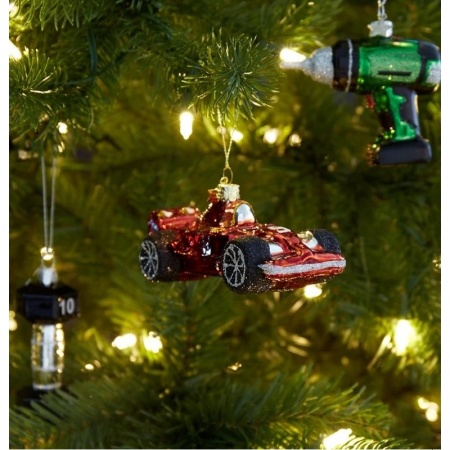 Новогоднее украшение из стекла Vondels "Красная гоночная машина" 10см детальная картинка 