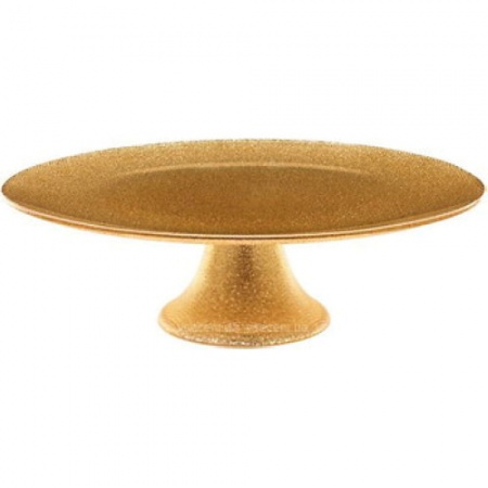 Тарелка для торта Ø33см GLITTER gold на ножке детальная картинка 