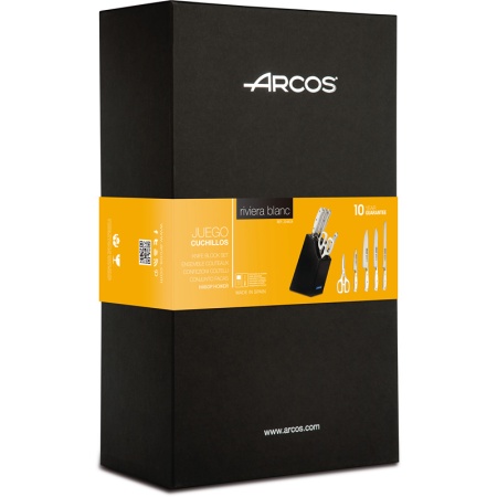 Набор кухонных ножей RIVIERA BLANC 4шт с ножницами на подставке детальная картинка 