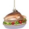 Новогоднее украшение из стекла Vondels "Индейка на блюде" 6см детальная картинка 