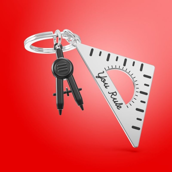 Фото Брелок для ключей "Линейка и циркуль"