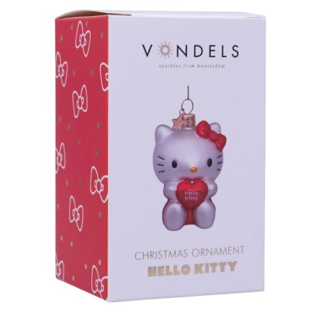 Новогоднее украшение из стекла Vondels 'Hello Kitty с сердцем' 9см – в подарочной коробке детальная картинка 