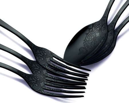 Набор столовых приборов ANTIQUE black - 24шт в деревянном боксе детальная картинка 