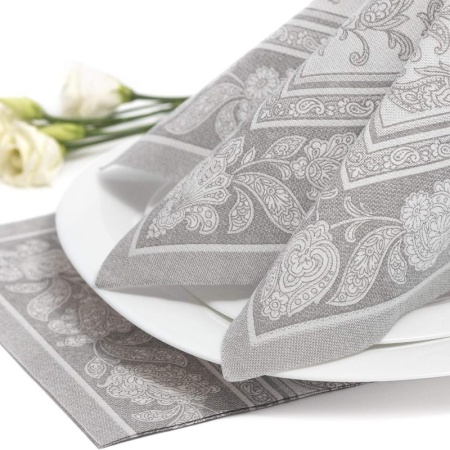 Салфетка 40x40см ROYAL Collection Ornaments серая, 50шт детальная картинка 