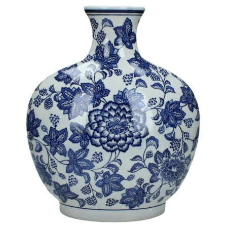 Ваза для цветов фарфоровая 26x12x32см синяя детальная картинка 