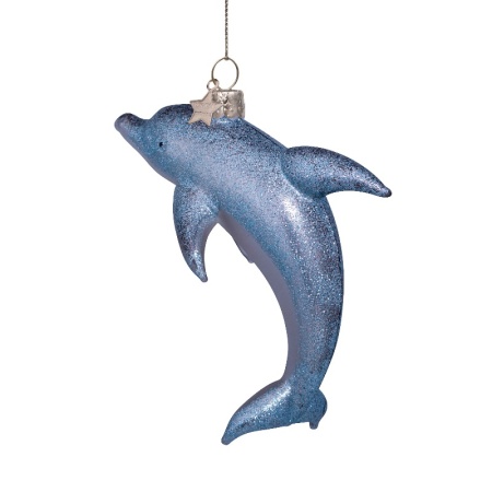 Новогоднее украшение из стекла Vondels "Дельфин" 12см детальная картинка 