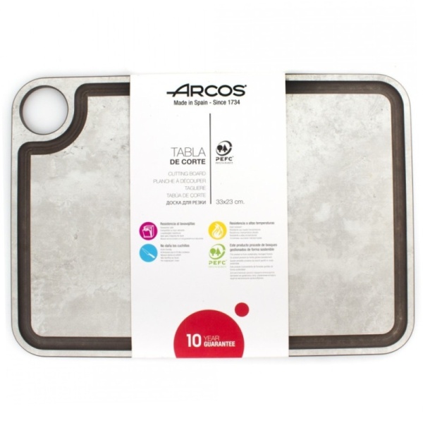 Фото Доска разделочная 33x23см с желобом Arcos мраморного цвета