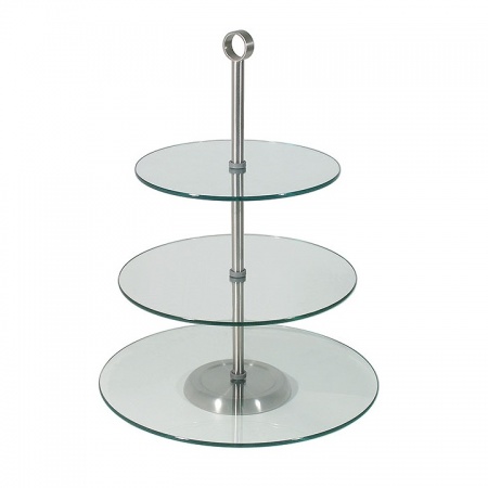 Подставка для торта 3-х уровневая 21-25-30x(h)40см стекло детальная картинка 