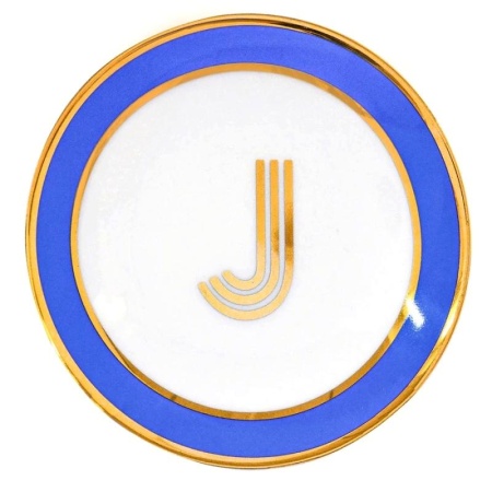 Блюдце Library золотая буква «J» (голубого цвета) детальная картинка 