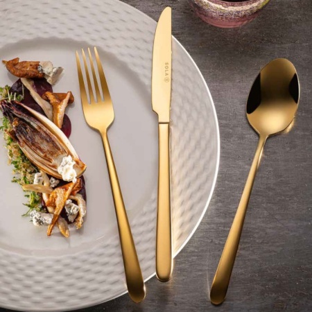 Набор столовых приборов Ibiza gold - 24шт в деревянном боксе детальная картинка 