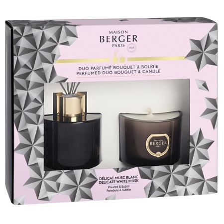 Подарочный набор «‎Черный кристалл» аромадиффузор 80мл + аромасвеча с ароматом «Белый мускус» (Delicate White Musk) детальная картинка 