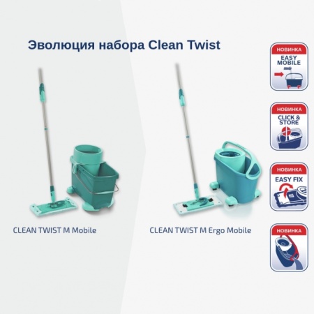 Комплект для мытья пола Clean Twist M Ergo mobile: швабра 33см, ведро 6л с отжимом детальная картинка 