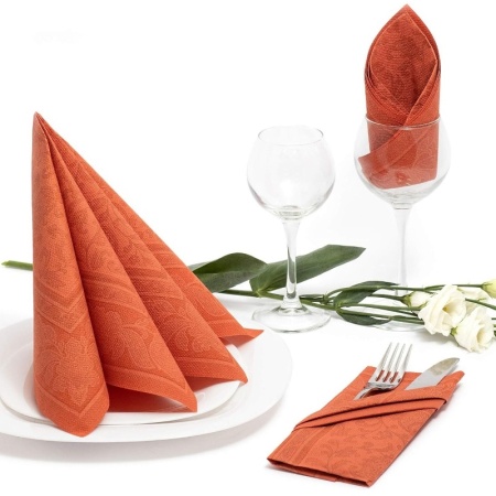 Салфетка 40x40см ROYAL Collection Ornaments терракот, 50шт детальная картинка 