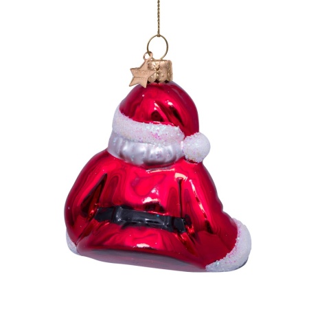 Новогоднее украшение из стекла Vondels "Санта Клаус с футбольным мячом" 8.5см детальная картинка 