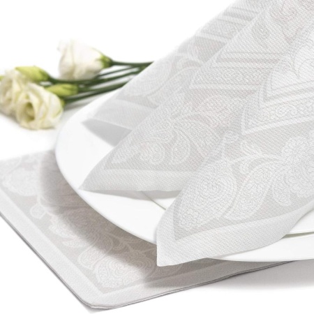 Салфетка 40x40см ROYAL Collection Ornaments белая, 20шт детальная картинка 