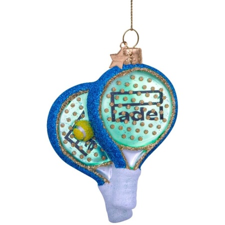 Новогоднее украшение из стекла Vondels "Зеленая ракетка для падел" 9.5см детальная картинка 